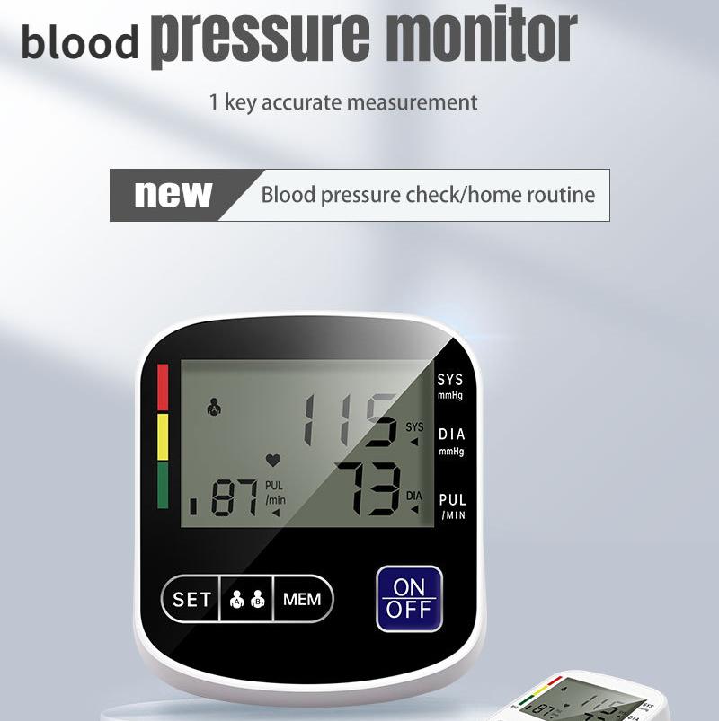 Upper Arm Blood Pressure Monitor Automatic BP Tonometer for Home Use with Large Display and Portable Cuff