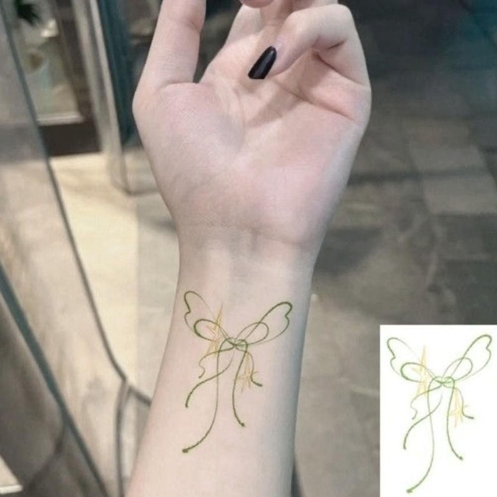 Розовый Милый Крутой Горячий Стиль Бант Бант Мелок Раскраска Инс Тату Наклейки Милые Студенческие Тату St Q0D5