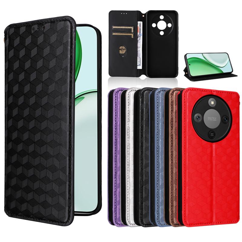 For Honor X9D/X70 5G Case stereoscopic lines flip wallet skin PU case purse For Honor Magic 8 Lite 5G 3D Magnetic Phone Cover
