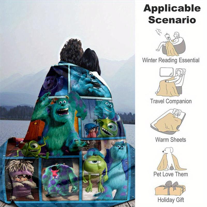 1pc. Cartoon Monsters Inc. Blanket for Home Decor, Seasonal Universal Throw Blanket, Soft Flannel Throw Blanket, Living Room, Travel, Campin