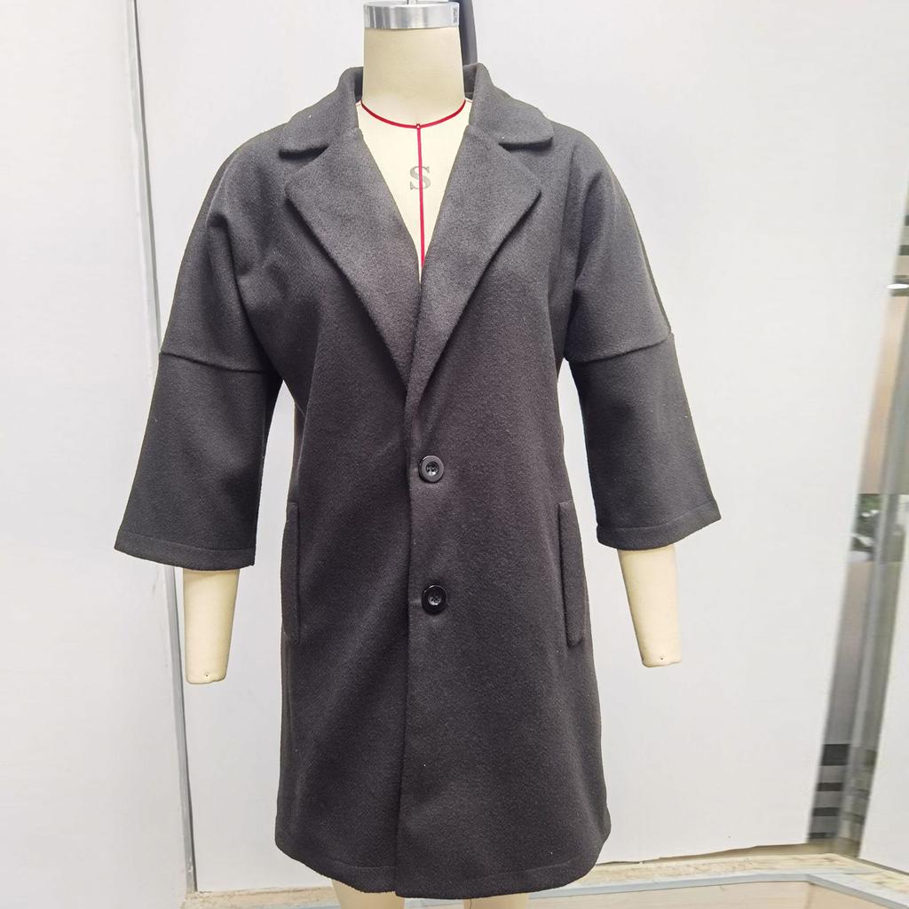 Женская Мода Свободный Повседневный И Зимний Рукав Семь Восьмых Пуговица Лацкан Карман Твидовый Пиджак