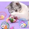 Random Cat Toy Mouse Real Feather Tail Painted Wire Cage Cat Toy Cage Mouse