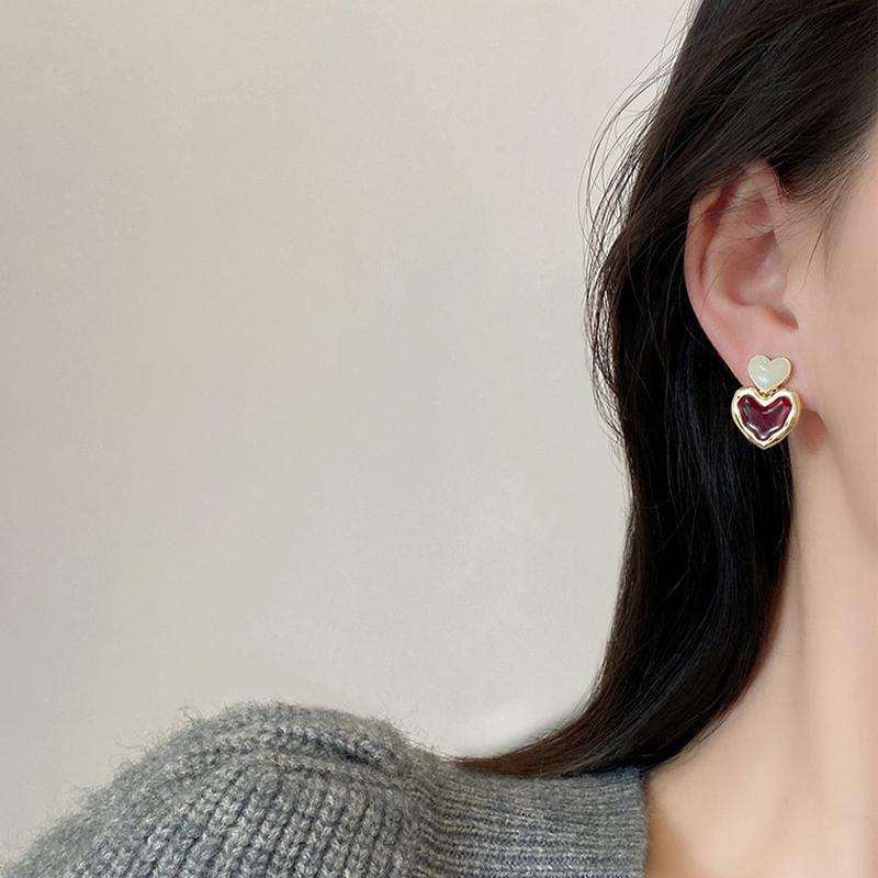 Красные Сердечки Серьги-подвески для Женщин Корейская Мода Модные Необычные Акцентные Серьги Вечеринка Девушки Свадебные Украшения Аксессуары