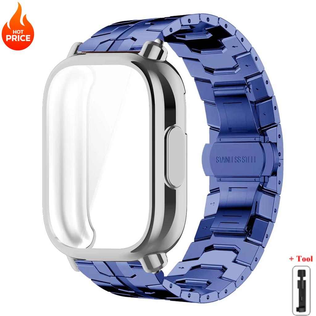 Чехол+Ремешок Для Redmi Watch 5 Active Мягкий ТПУ Чехол Для Xiaomi Redmi Watch 5 Lite Роскошный Металлический Ремешок Для Часов Браслет из Нержавеющей Стали