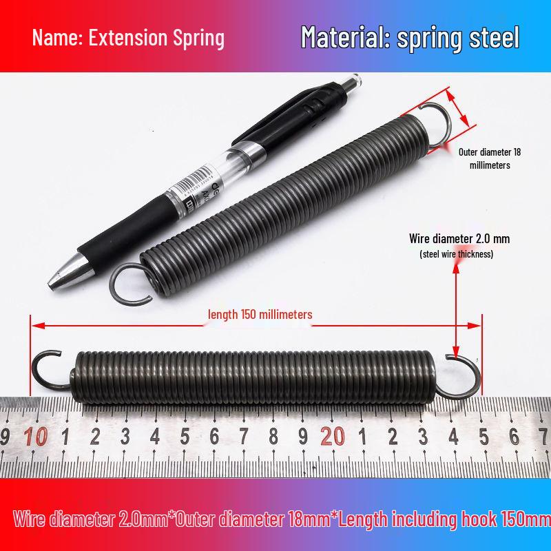 Желтая пружина растяжения из пружинной стали с крюком для удлинителя электрического вилочного погрузчика, наружный диаметр 12-22 мм, проволока 2,0 мм, высокая сила растяжения