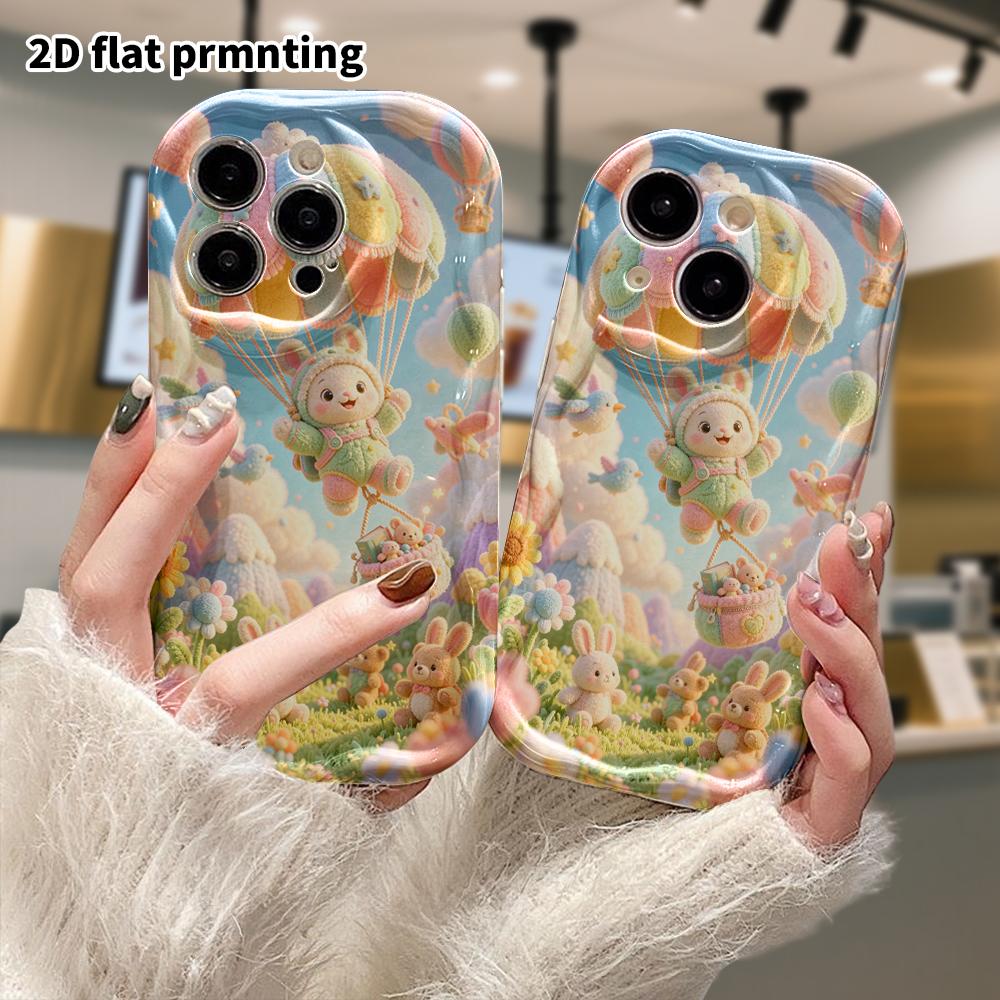 Phone case: 2D flat, suitable for iPhone 18 17 16 15 14 13 12 Pro protective case, rainbow parachute, perfect Christmas and Halloween holiday gift