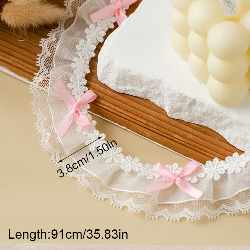 1 ярд Кружевные края Ручная работа Двухслойное кружево Аксессуары для одежды Кружево с бантом-бабочкой Милая DIY Лента Отделка Лента 3,8 см шириной
