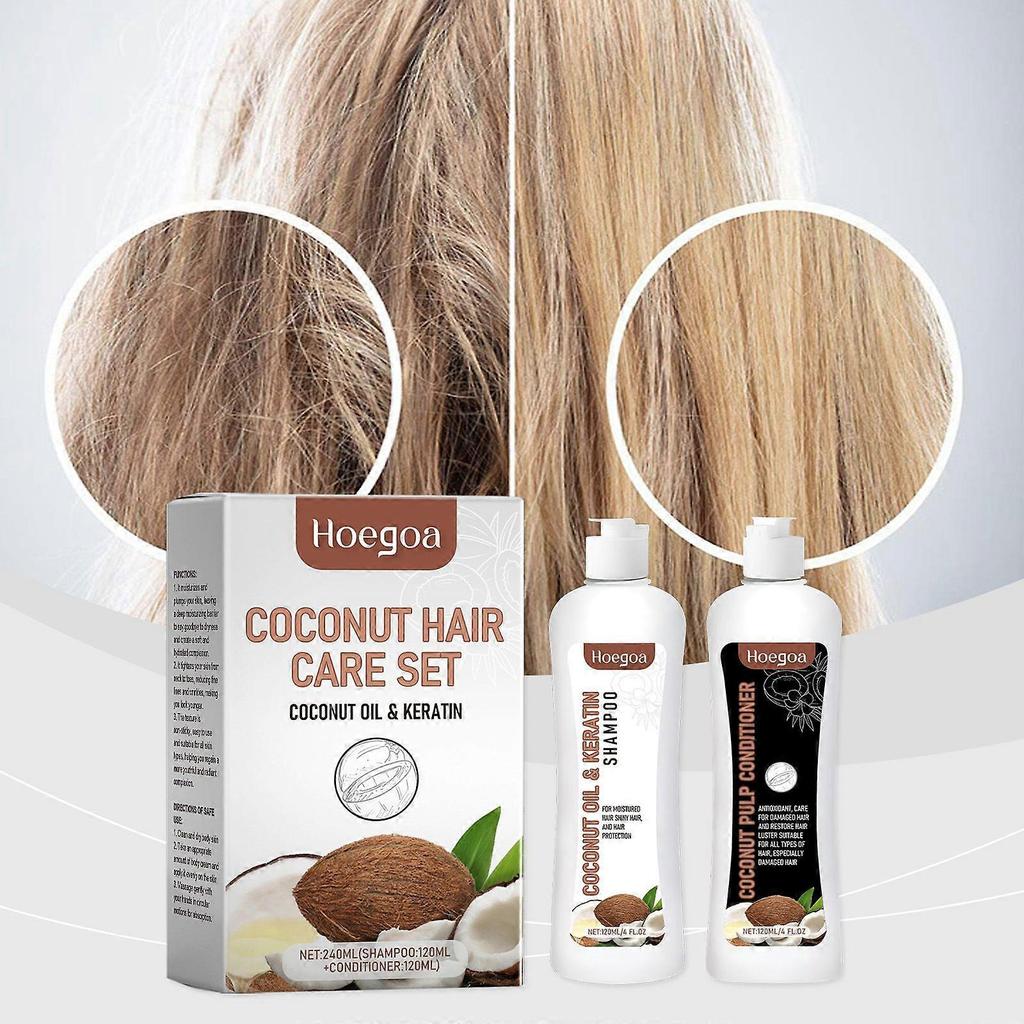 Hoegoa Coconut Milk Repair Hair Care Set: Gentle Cleansing, Moisturizing, Softening And Nourishing Hair Care Set