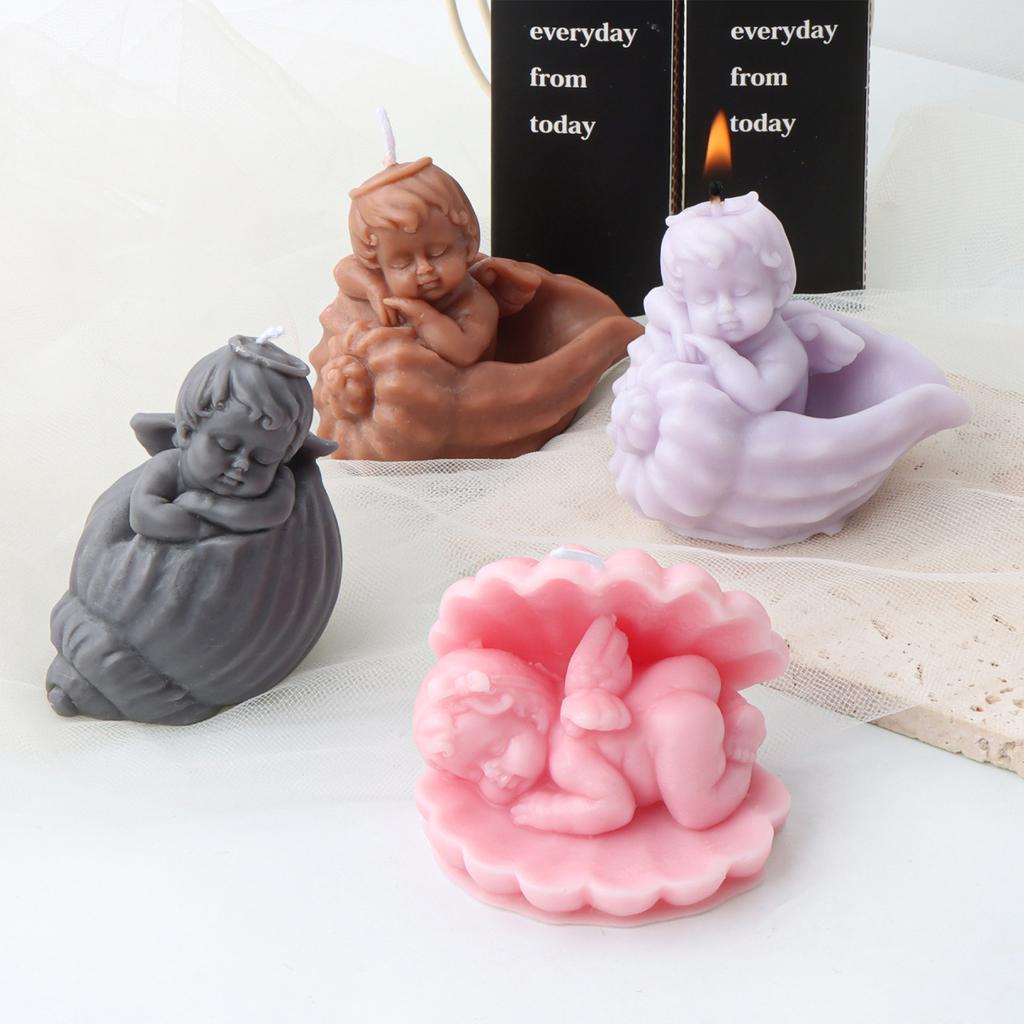 Силиконовая форма Ангел в ракушке для свечей, мыла, поделок DIY для начинающих, стартовый набор, украшение для выпечки и тортов