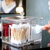 Clear Makeup Divided Box Acrylic Cosmetic Stand Tampon Organizer Dispenser  Bathroom