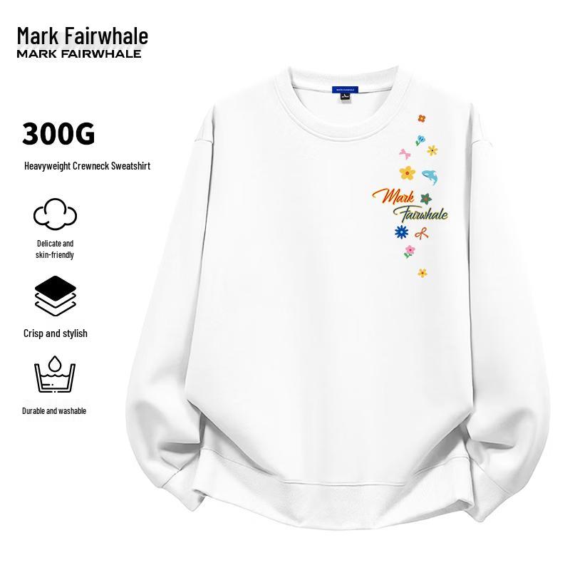 Mark Fairwhale Мужская ретро-толстовка с круглым вырезом и принтом букв, тяжелый вес