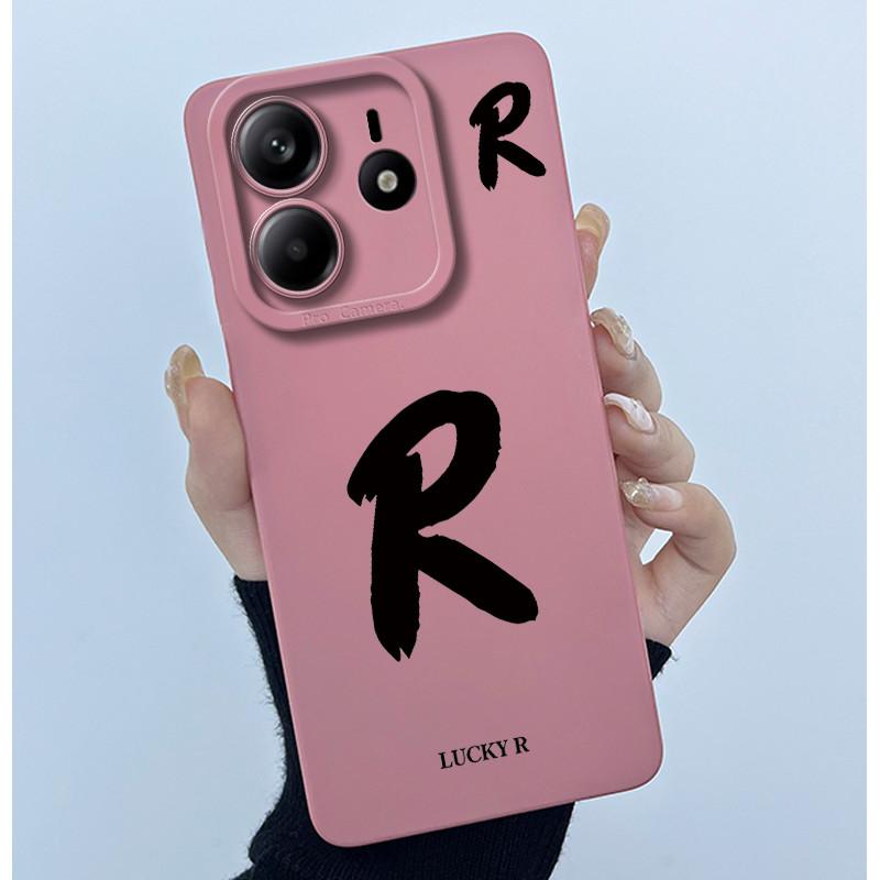 For Xiaomi Redmi Note 14 5G Cover Case Lucky Initial Letter Couple Silicone Soft Matte Phone Bumper for Redmi Note14 5G Casing