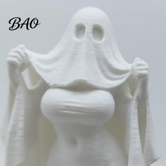 Female Ghost Halloween Decor 3D Printed Bride Statue Ornament, Figure Sculpture with Resin-like Craft Stable Base, Decorative Minimalist Spooky