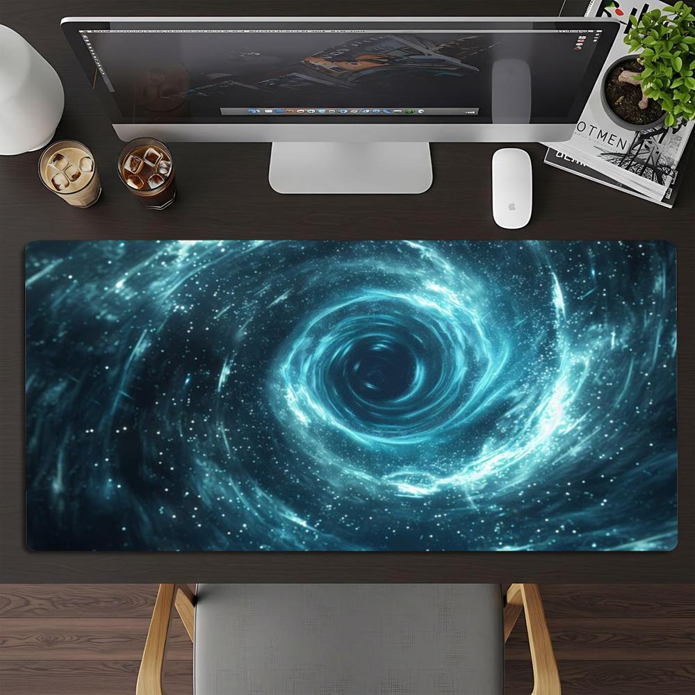 Large Abstract Cosmic Vortex Wormhole Mouse Pad XXL Non‑Slip Rubber Keyboard Table Mats Office Game Mousepads Gaming Accessories
