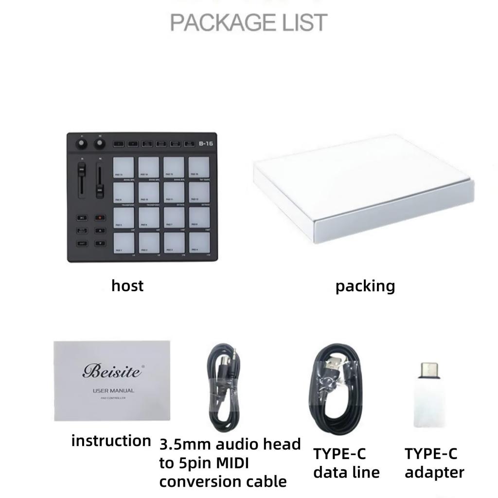 Машина для создания битов MIDI Pad с 16 бит-пэдами с подсветкой RGB для начинающих музыкантов