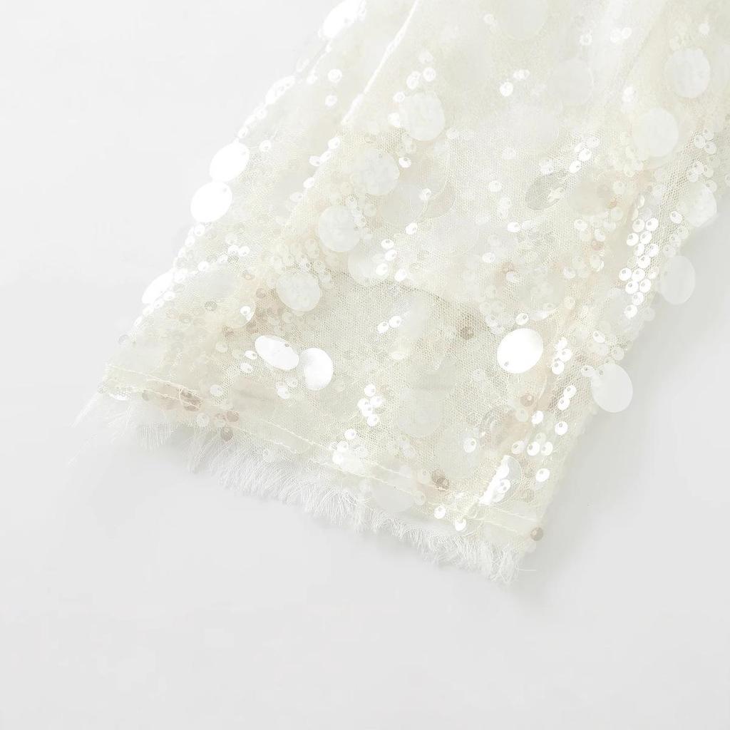 European & American Women's Sequin-Embellished Wrap Kimono Top