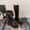 Long Boots  Autumn New Item Thick Sole Versatile Height Increasing Lapel Knight Boots for Women