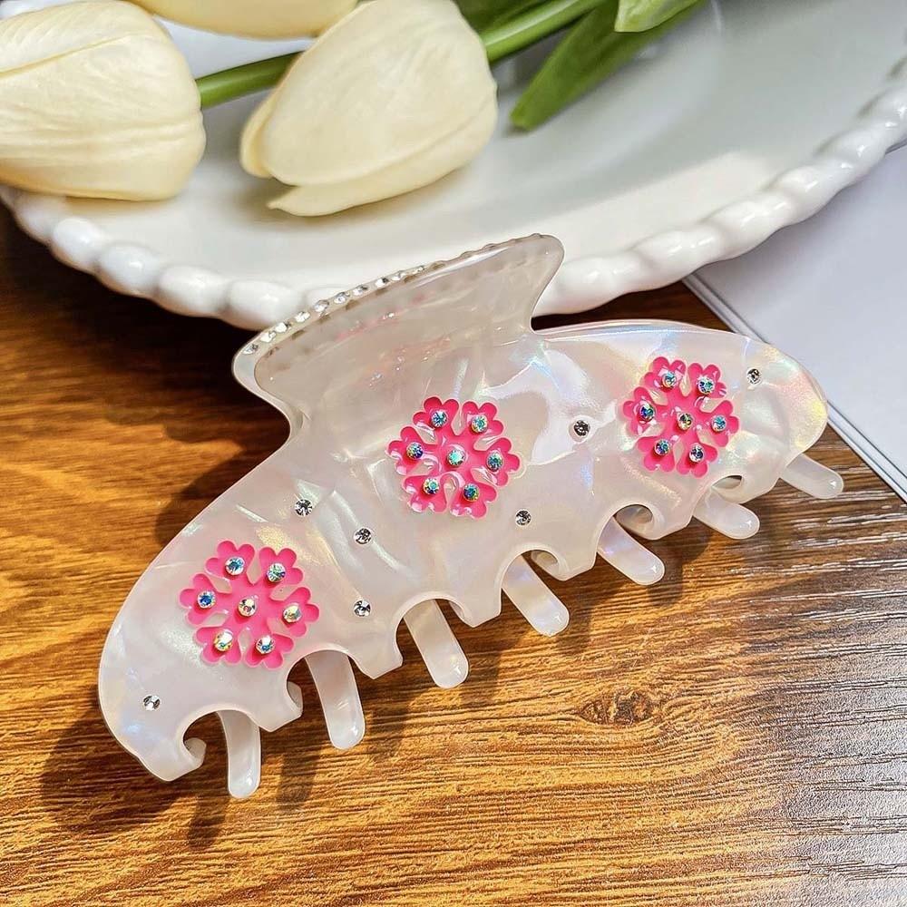 Elegant Snowflake Shark Clip Contrast Color Acrylic Hair Claw Iridescent Hair Claw  Girls