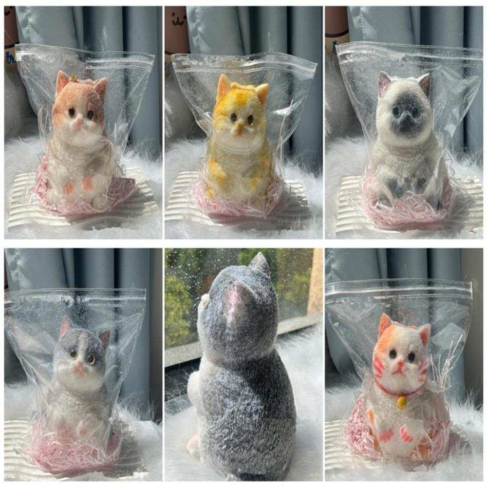 Silicone Stress Relief Toy Cute Cat Pinching Toy Simulation Cat Soft Squeeze Toys Birthday Gift