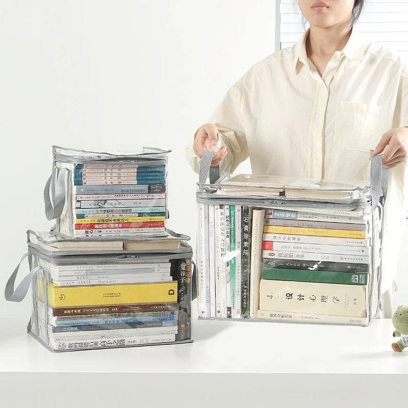Foldable book box student dormitory classroom book organizer transparent waterproof household book organizing storage box Fun for All Ages