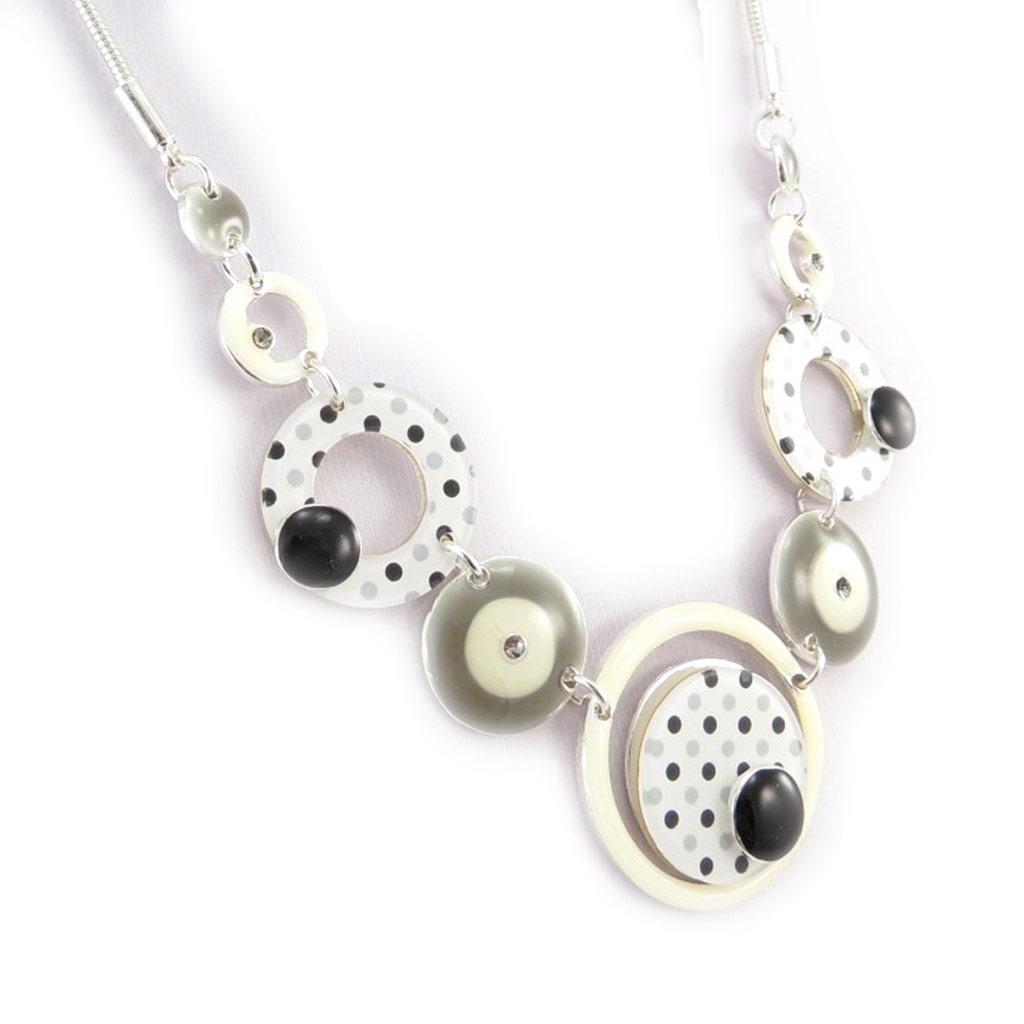 NOA [K0193] - Дизайнерское колье «Раскраска» бело-серый