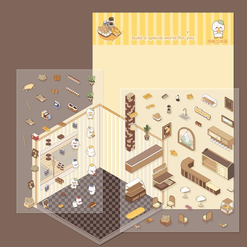 Сделай сам, ручная работа, милый мультяшный стикер, сладкая цветочная комната, библиотека, серия хлебобулочных изделий, наклейки для скрапбукинга, 3D-визуальные стековые наклейки