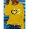 Two heart-shaped printed round neck women's long sleeved T-shirts