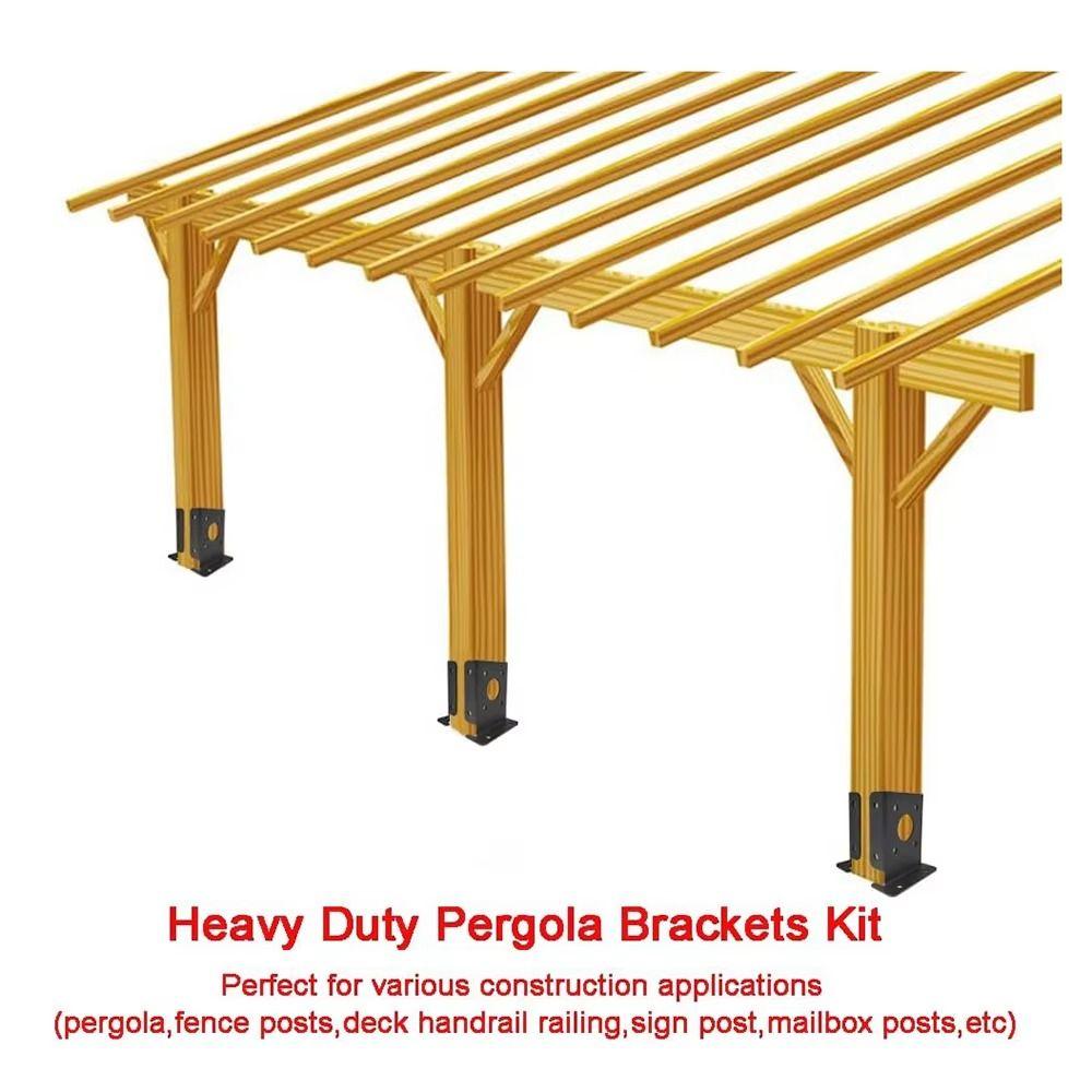 2pcs Sturdy Support Wood Fence Pergola Brackets Easy Installation Adjustable Design Post Base Brackets Sturdy Durable