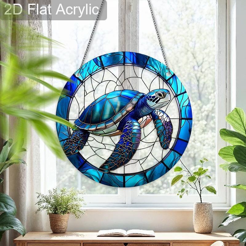 Acrylic Sea Turtle Suncatcher Stained Glass Effect Window Hanging Ornament Turtle Lover Gifts