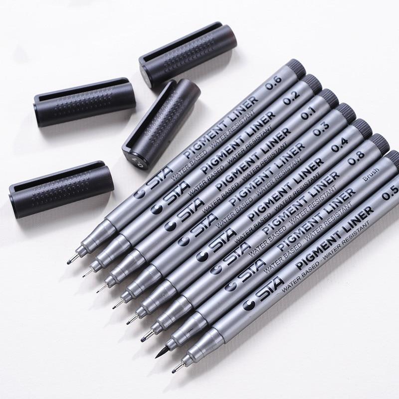 1 шт. Маркер с пористым наконечником, пигментный линер, чернила Micron, разные наконечники, черный тонкий линер, ручки для эскизов, художественные принадлежности