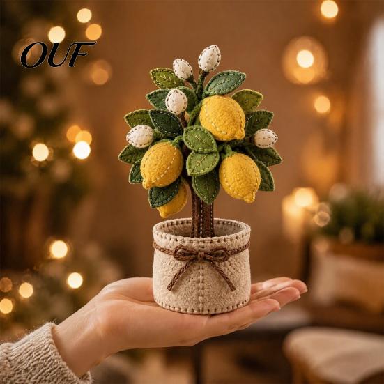 Potted Plant Craft Project Patchwork Kit, DIY Cherry Blossom 3D Set, Creative Hobby Kit for Adults Tree Hand Sewing Beginners Home Decor Handmade Gift