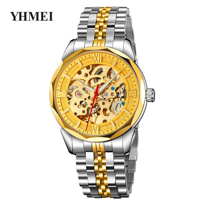Мужские часы, механические, скелетонированные, из нержавеющей стали, водонепроницаемые, автоматические, с автоподзаводом, наручные часы в стиле стимпанк с ажурным циферблатом