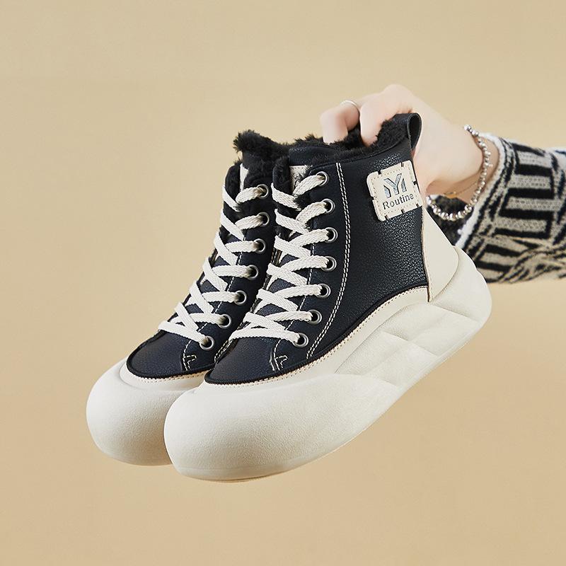Winter Velvet Little White Shoes New Is Female Students Thick-soled Heightening Sports Board Shoes Casual G