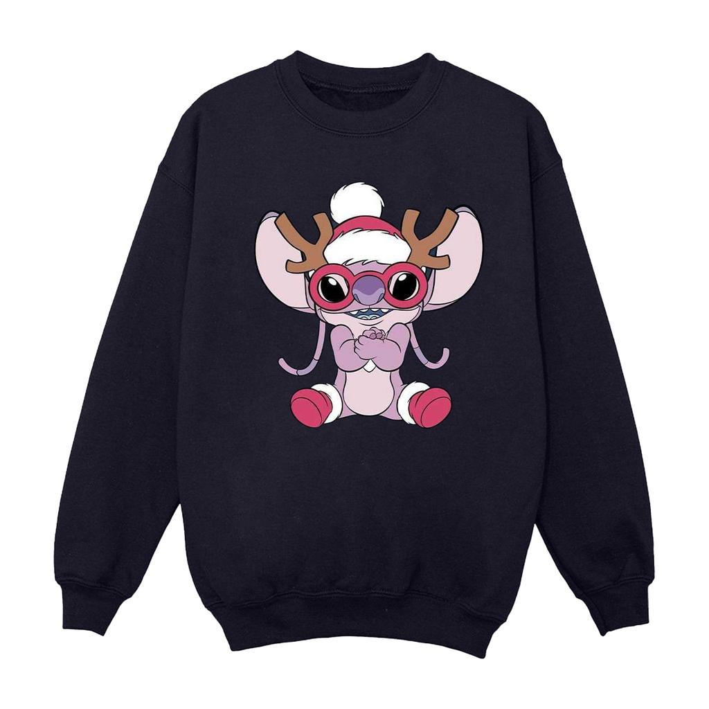 Disney Mens Lilo & Stitch Angel Reindeer Sweatshirt