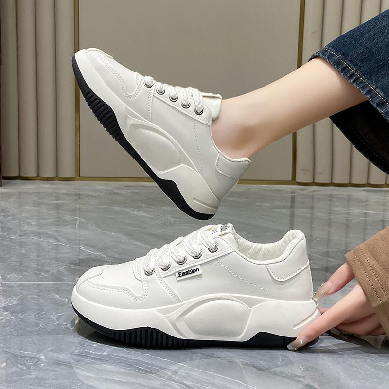 Женские повседневные массивные кроссовки на платформе, легкие кроссовки без шнуровки, дышащие прогулочные кроссовки из искусственной кожи, теннисные спортивные туфли на шнуровке для женщин