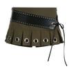 Women's Sexy Mini Tie Leather Large Belt Street Punk Hottie Pleated Skirt