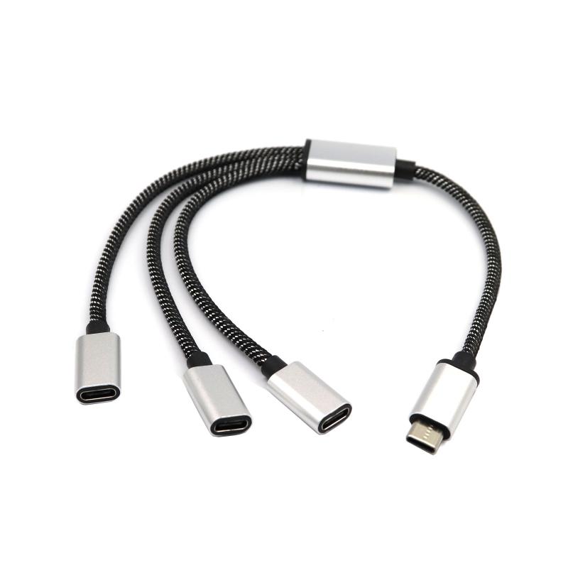 USB C «папа» на три USB C «мама» сплиттер-конвертер, удлинительный соединительный кабель для зарядки и передачи данных