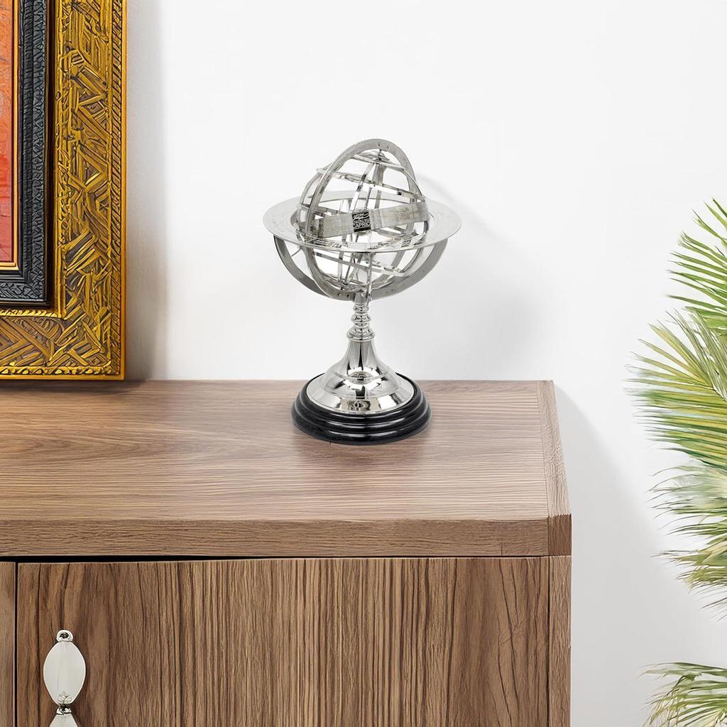 Деревянный шар-глобус (основание на полу - 4 дюйма , размер глобуса : 12 x 6 дюймов, Коричневый)