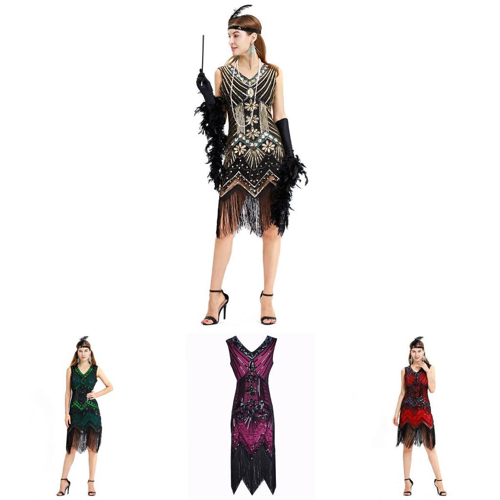 Elegant Gatsby Flapper Beaded Vintage Fringe Sequin Sleeveless Women Party Dresses For Timeless Style