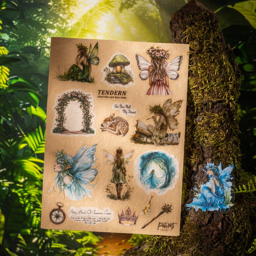 Книга наклеек на тему лесных эльфов 20 листов/пакет для скрапбукинга, DIY, коллажного материала, фонового украшения, журнальных принадлежностей