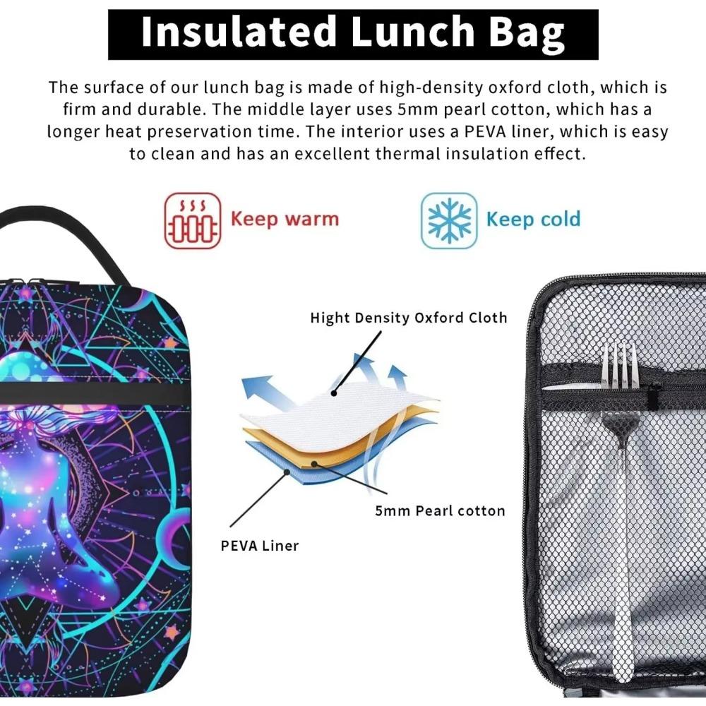 Психоделический узор Грибы Прочная Водонепроницаемая Изолированная Сумка для Ланча Искусство Мандалы Многоразовая Сумка-Холодильник Термо-Сумка Ланч-Бокс