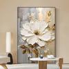 Abstract White Flower Oil Painting Printed On Canvas, Luxury Flower Posters and Prints Floral Wall Art Porch Living Room Decor