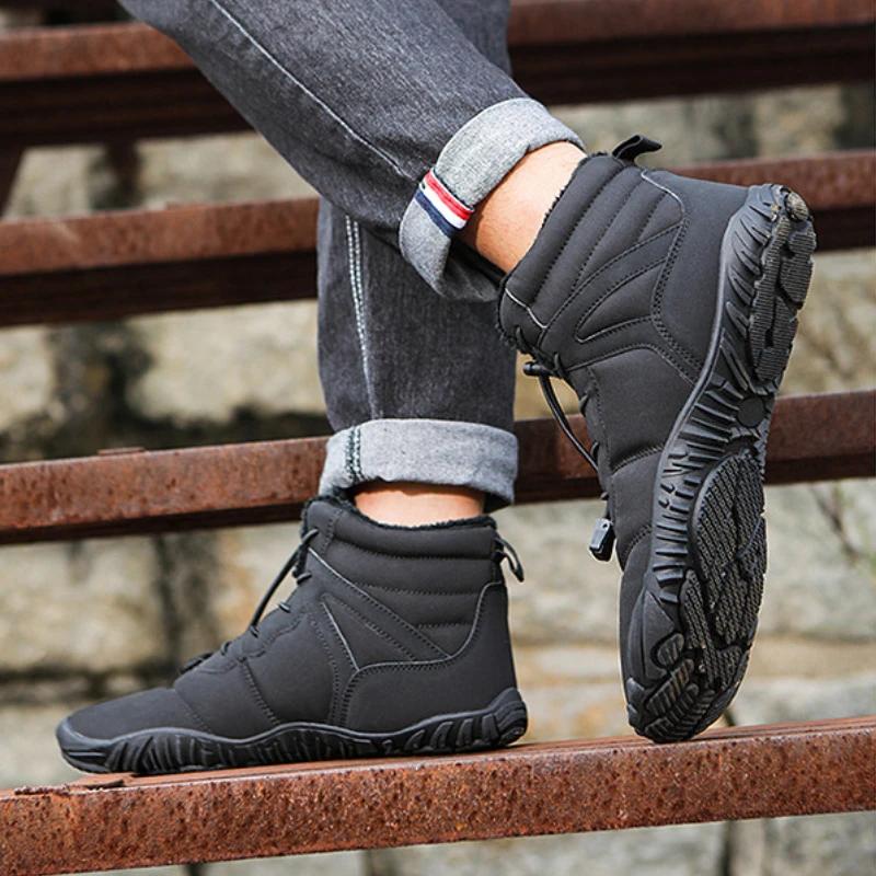 Зимние мужские ботинки босиком, новые водонепроницаемые зимние кроссовки, женские рабочие теплые меховые ботинки по щиколотку, мужские зимние ботинки, большой размер 47