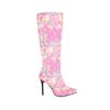 Women's High-heeled Boots with a Simple Autumn and Winter Temperament, Pointed and Fine Heel Printed Plus Size Women's Boots