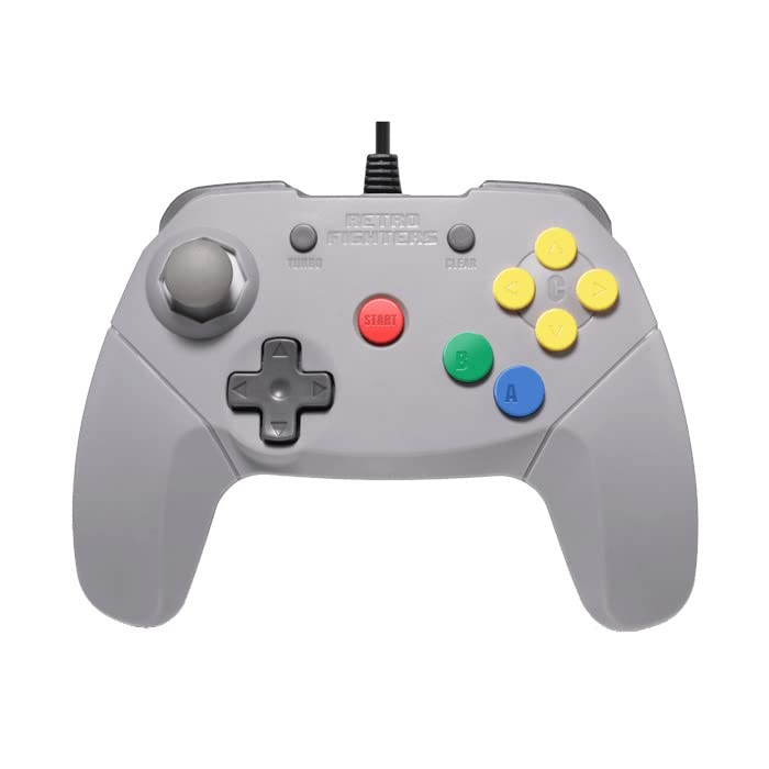 RETRO FIGHTERS Brawler64 V2 Controller New Digital Analog Rumble Pack Memory Pack Turbo N64™ - Gray, Wired, Z-Trigger, Next-Gen Stick, & Compatible,