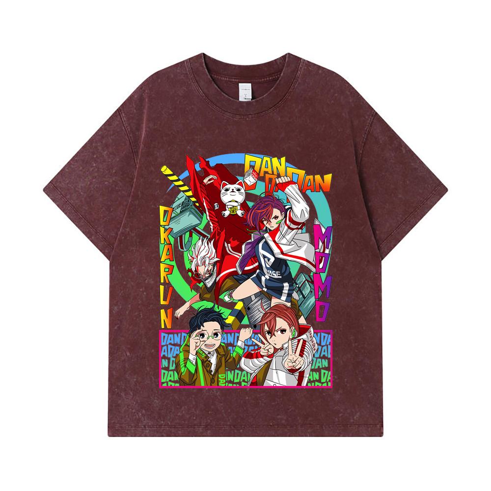275 GSM Washed T-shirts 100% Cotton DanDaDan V8 Print Unisex Heavy Cotton T Shirt