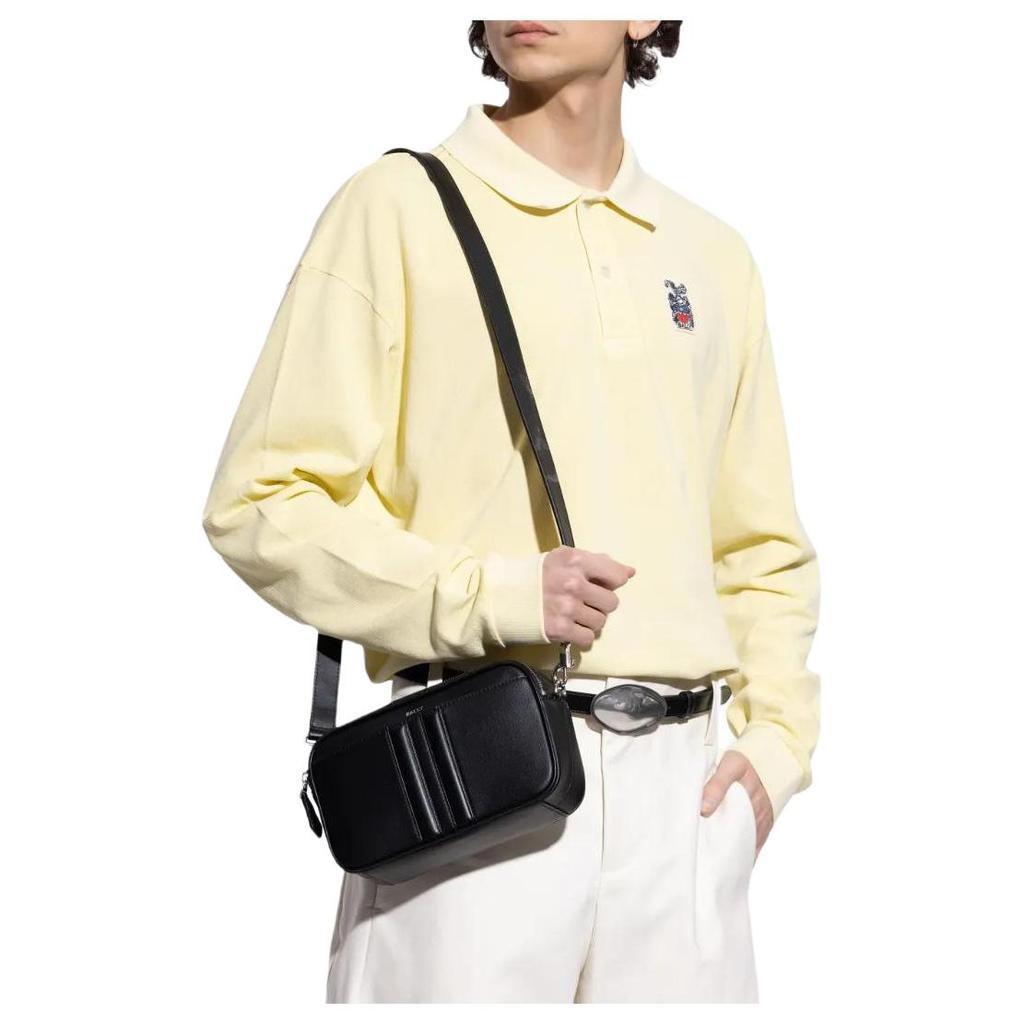 Bally Logo Print Leather Messenger Bag Men bags Black 6310498