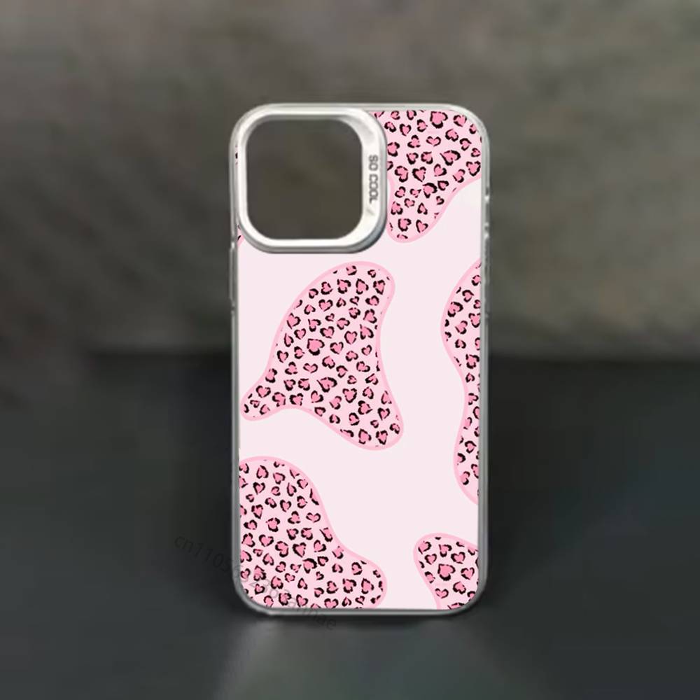 Розовый леопардовый и тигровый крутой чехол для телефона для iPhone 17,16,15,14,13,12,11,Pro,Max,Plus,Mini,X,XS,XR,8,S,SE Мягкий черный чехол