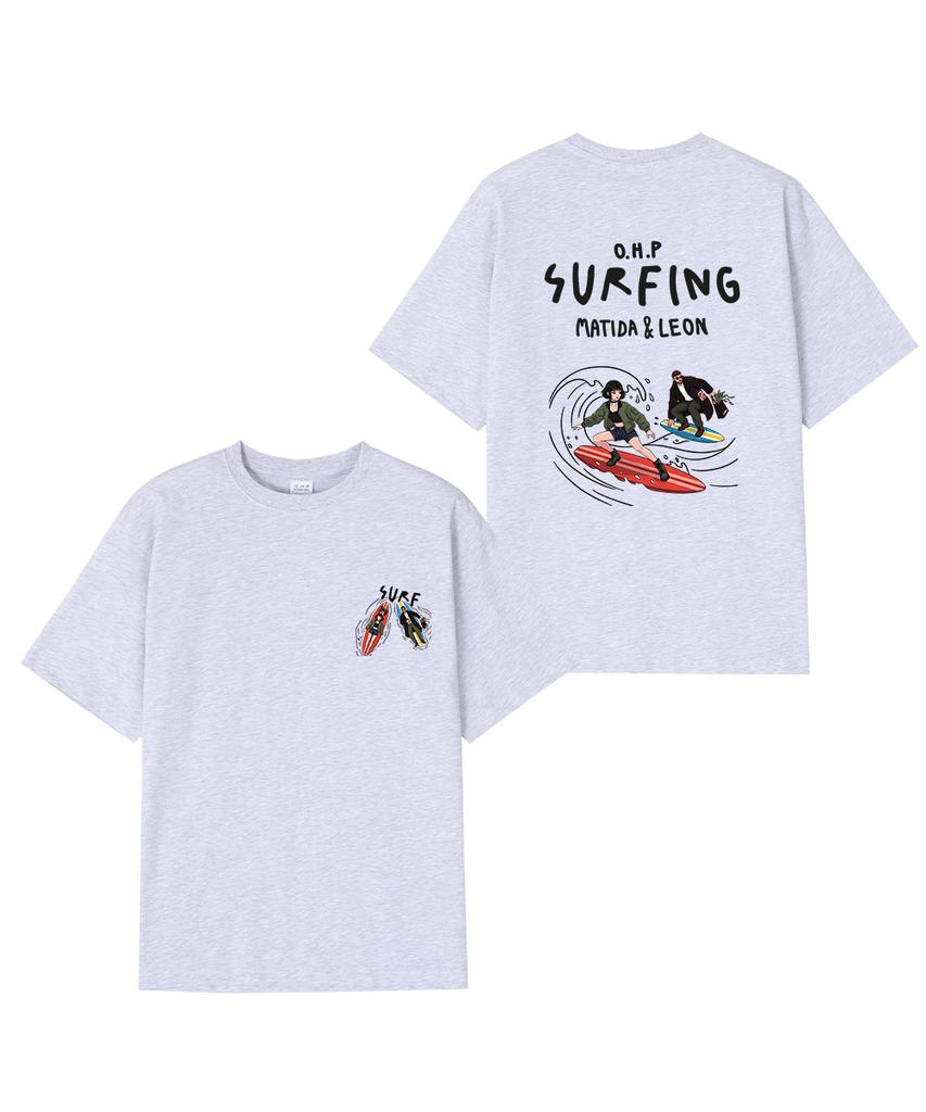 OHP Ohpxquirk Couple Surfing Semi-Oversized Short Sleeve T-Shirt 6 (Type A)