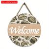 2D плоский 20*20 см 1 шт. деревенский и нежный принт с листьями, приветственный знак, круглые деревянные подвесные художественные таблички, простой стиль дверной знак для весеннего домашнего декора, качество